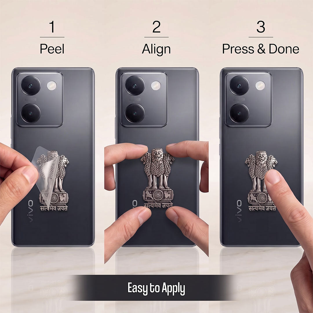 Vivo Y200 Pro 5G Compatible Satyamev Jayate 3D Metal Emblem Sticker