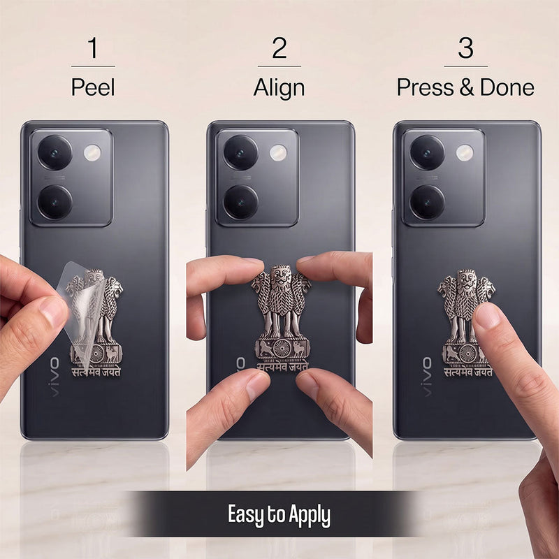 Vivo Y200 Pro 5G Compatible Satyamev Jayate 3D Metal Emblem Sticker