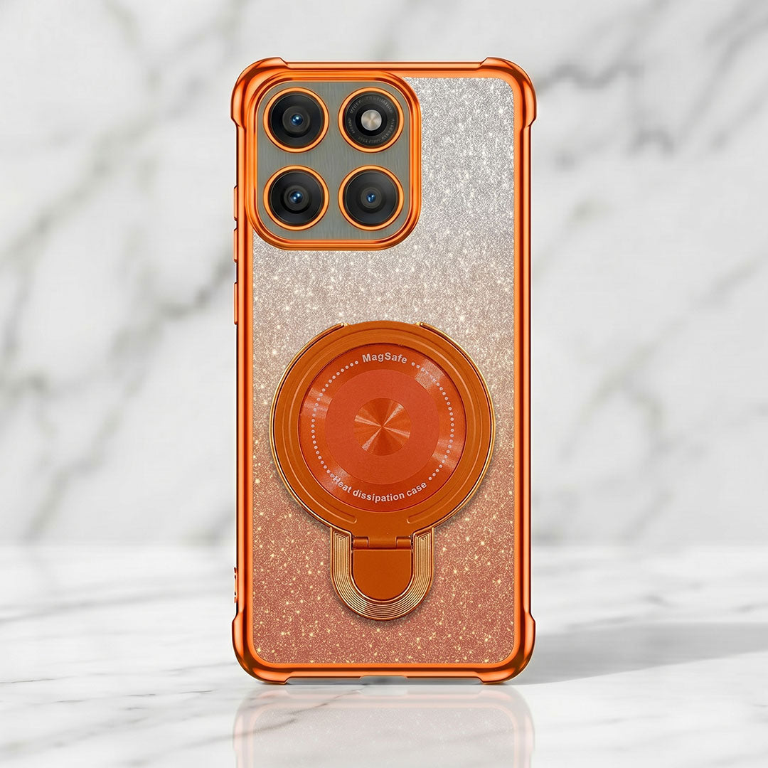 Motorola Edge 60 Pro 5G Invincible Bracket Ring Stand Shimmer Airbag Cosmic Orange Case
