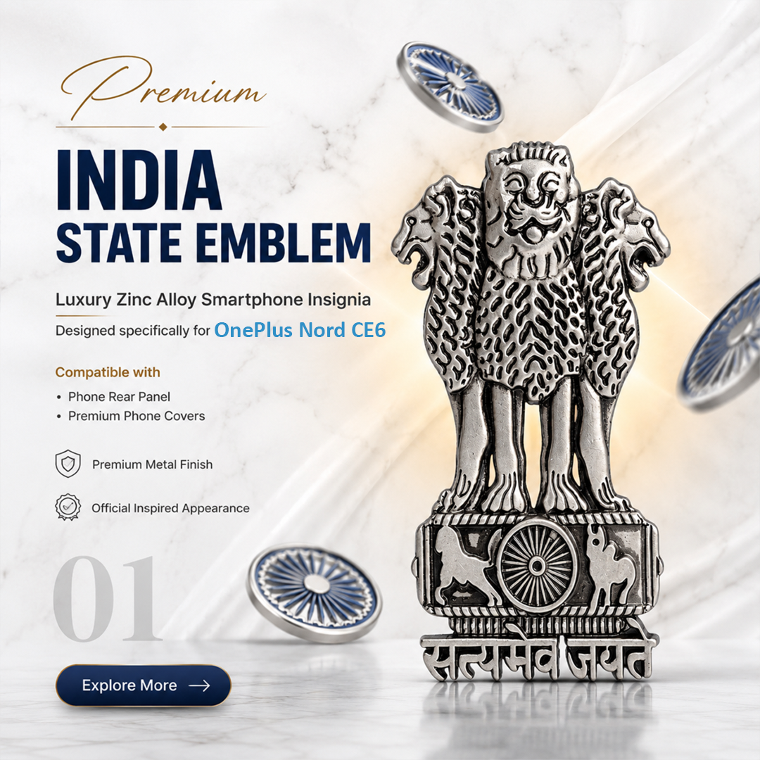 OnePlus Nord CE6 5G Compatible Satyamev Jayate 3D Metal Emblem Sticker