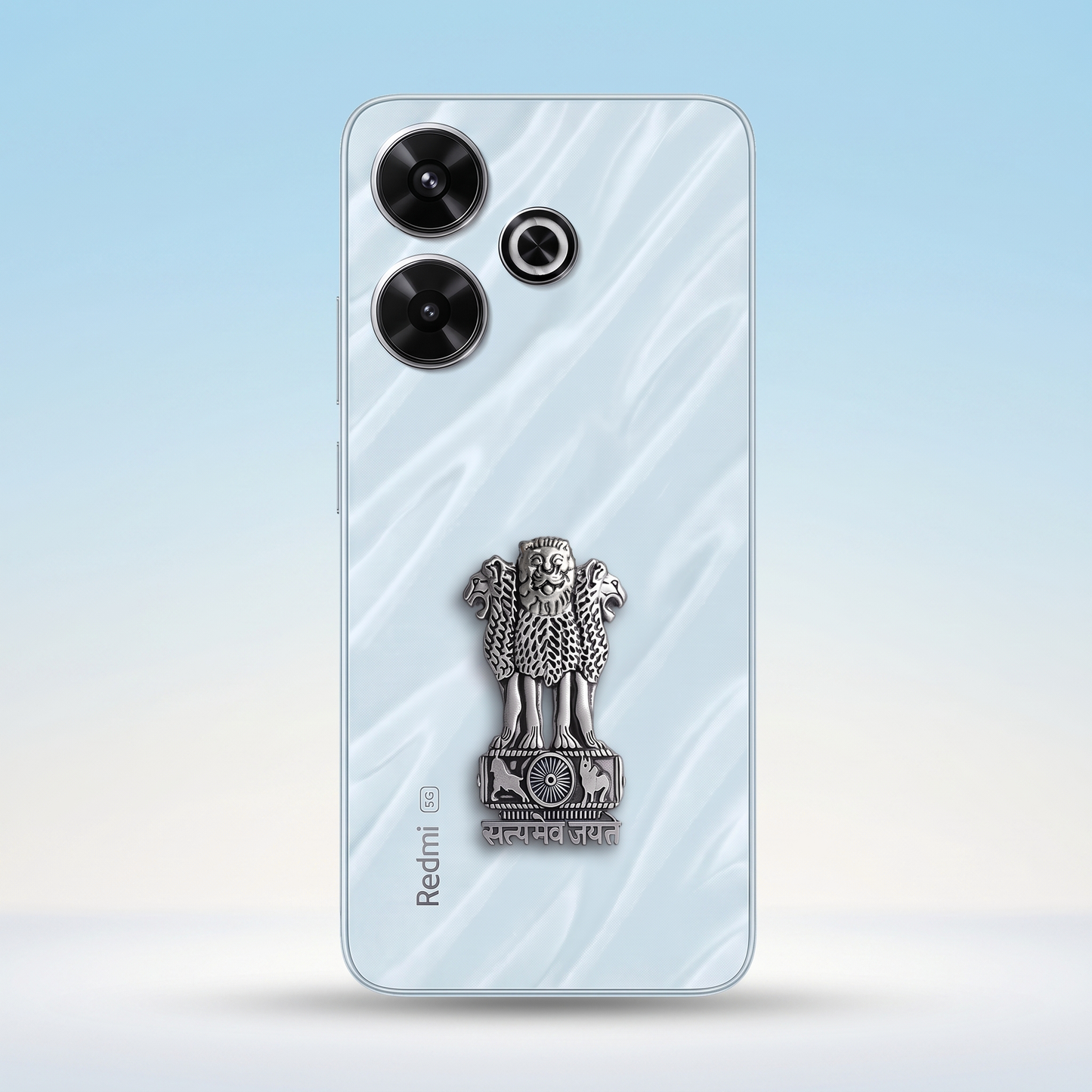 Redmi 13 5G Compatible Satyamev Jayate 3D Metal Emblem Sticker