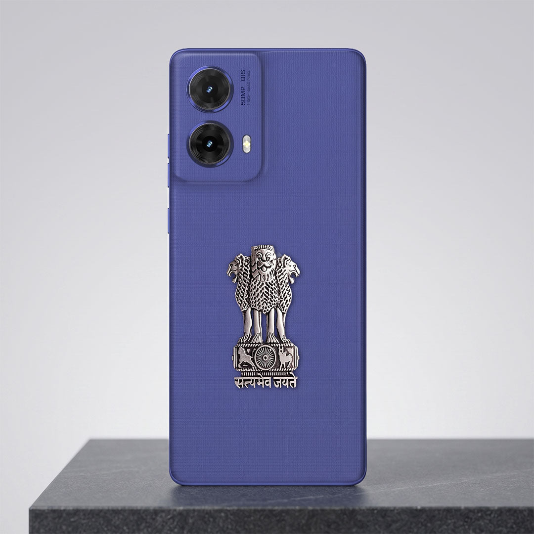 Motorola G85 5G Compatible Satyamev Jayate 3D Metal Emblem Sticker
