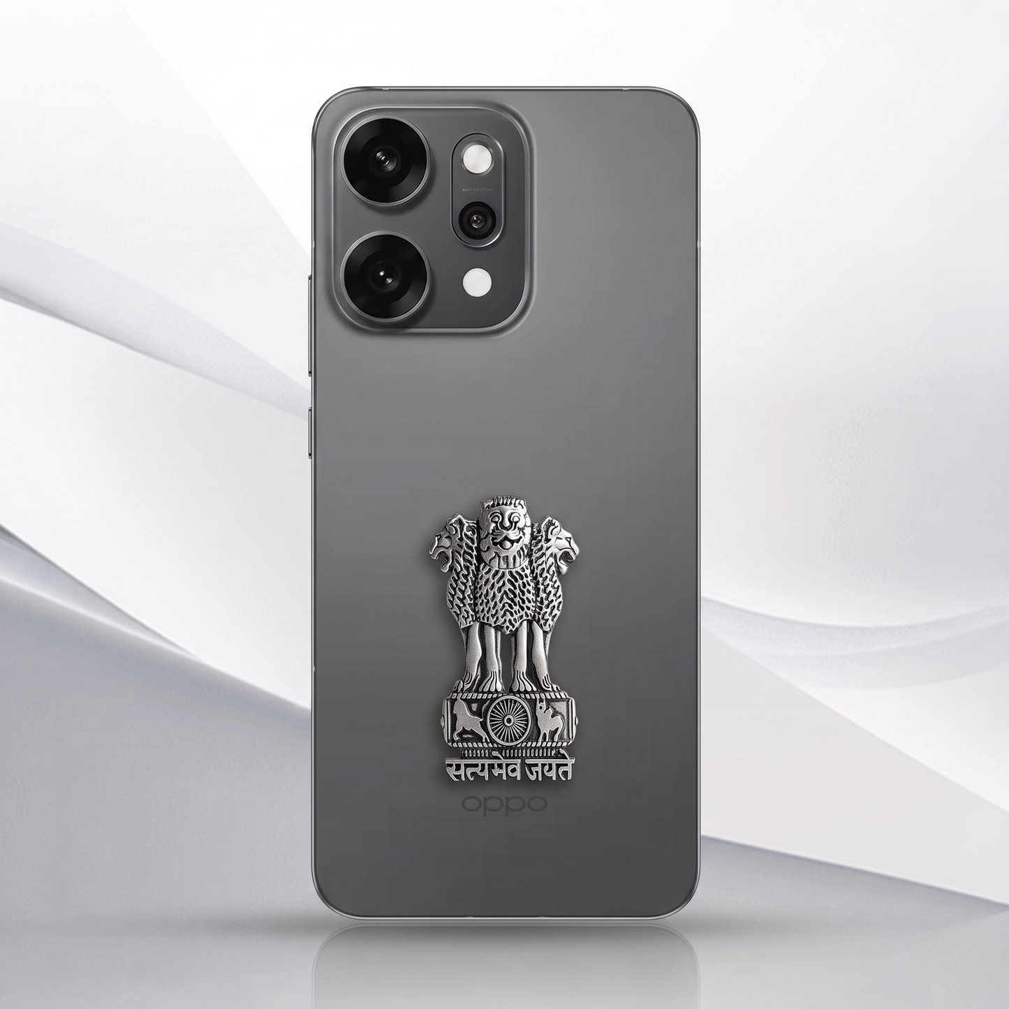 OPPO Reno 14 Pro 5G Compatible Satyamev Jayate 3D Metal Emblem Sticker