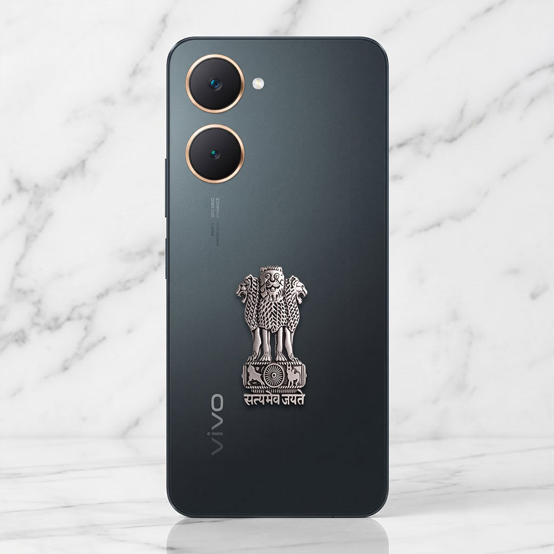 Vivo Y18e 5G Compatible Satyamev Jayate 3D Metal Emblem Sticker