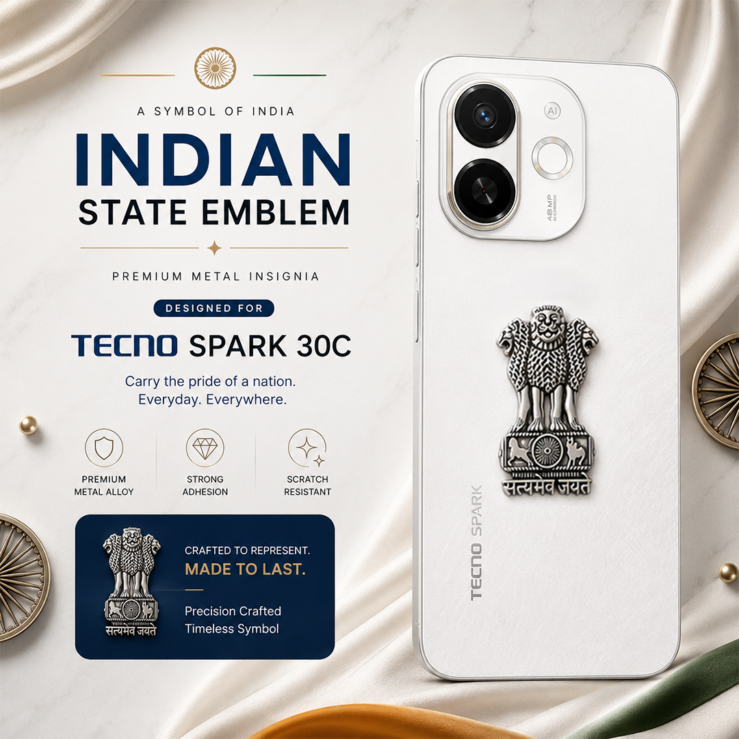 Tecno Spark 30C 5G Compatible Satyamev Jayate 3D Metal Emblem Sticker