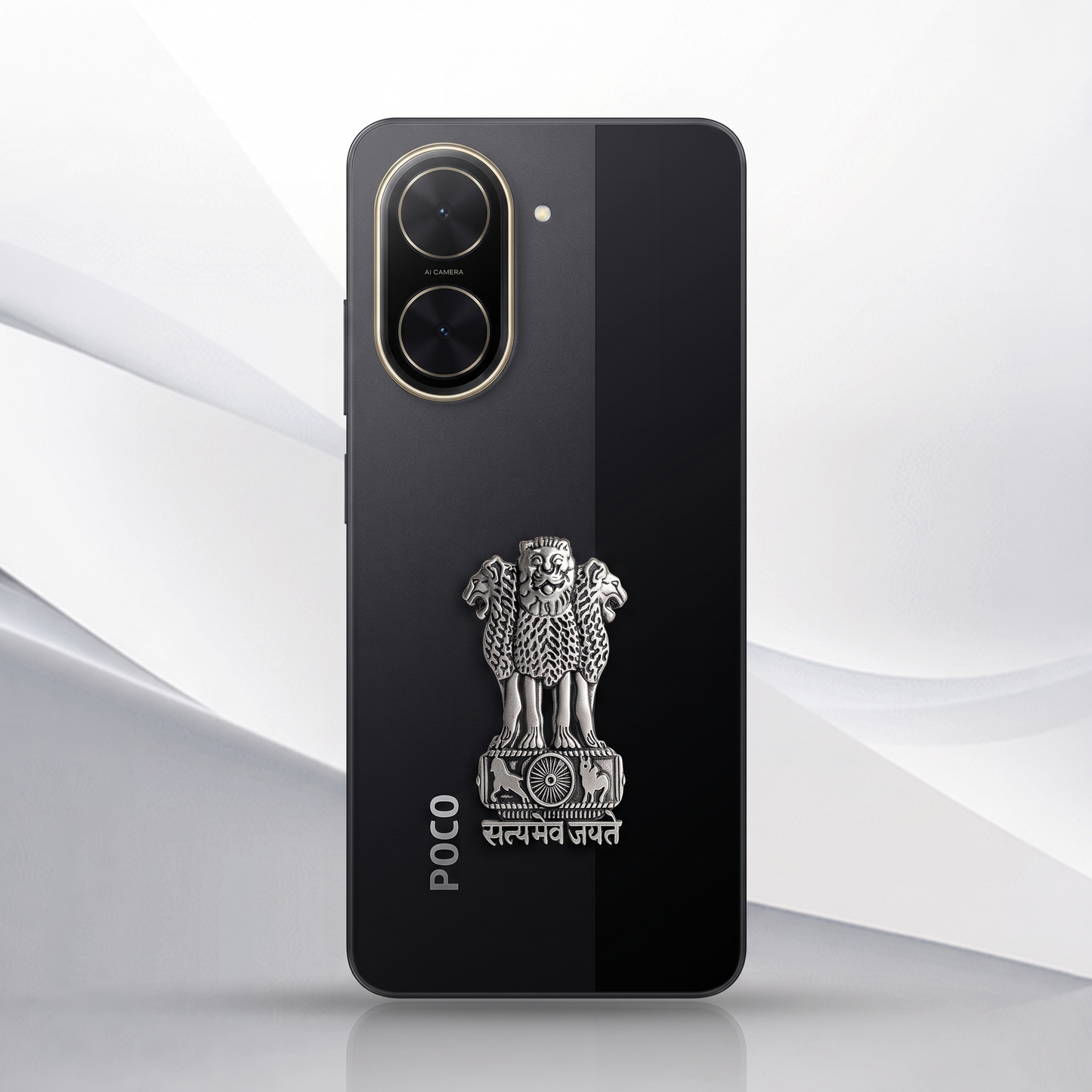 POCO C71 5G Compatible Satyamev Jayate 3D Metal Emblem Sticker