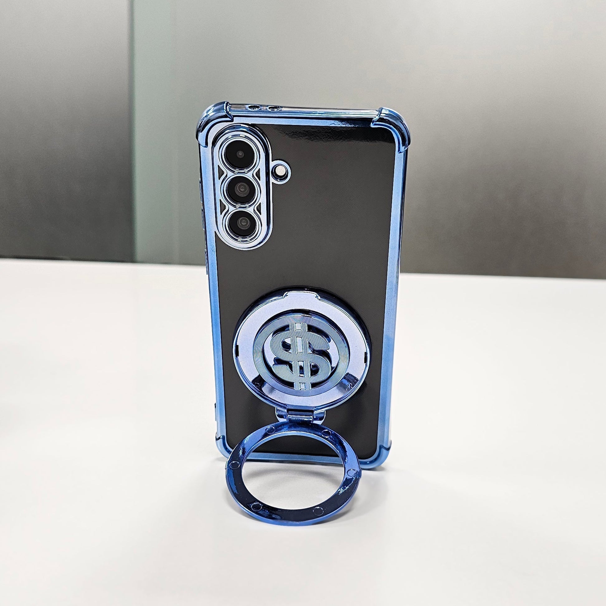 Samsung Galaxy A56 5G Four Corner Airbags 100% Original Astro Money Magnet Rotating Dollar Case blue