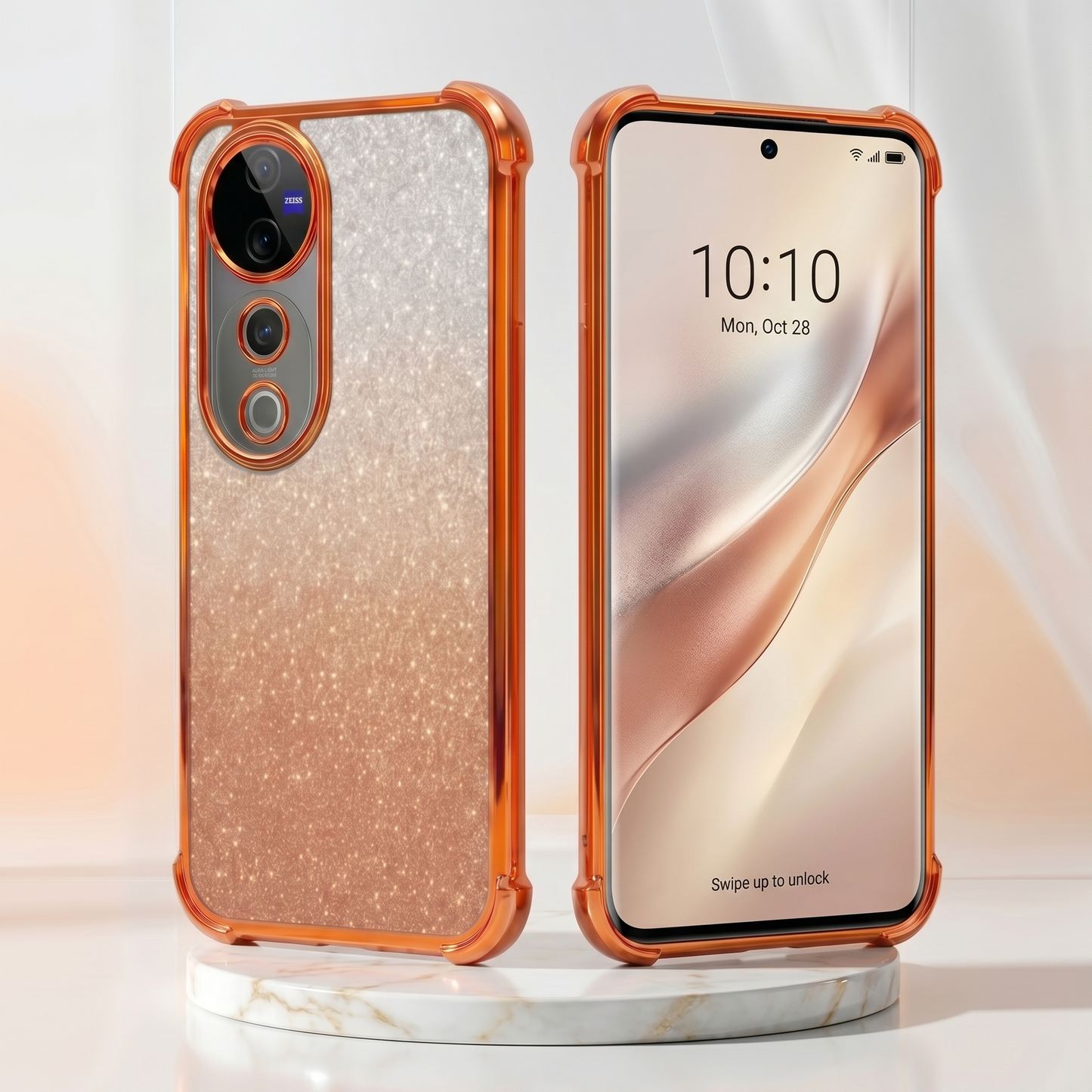 Vivo V40 Pro 5G Luxury Shockproof Shimmer Airbag Cosmic Orange Case