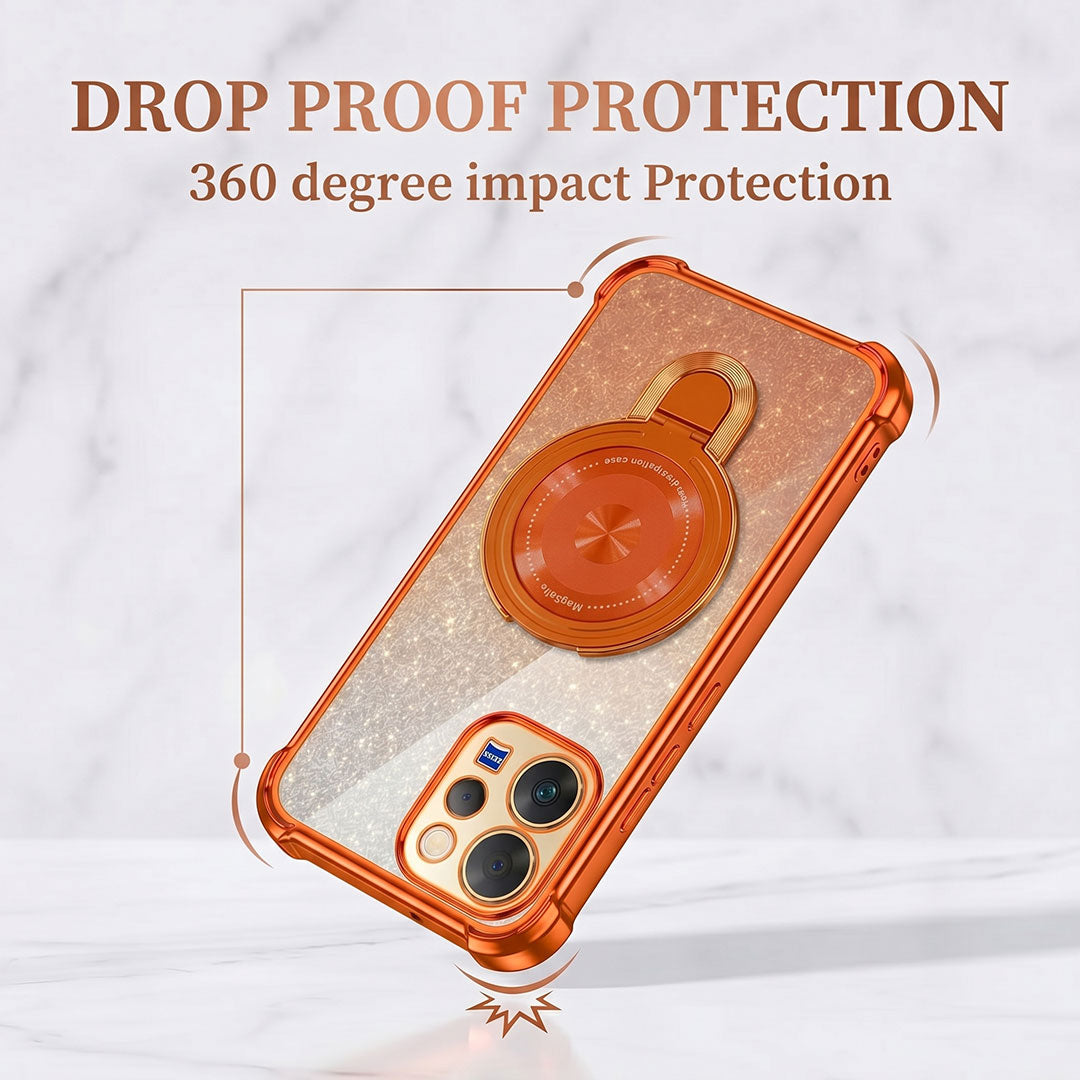 Vivo V70 5G Invincible Bracket Ring Stand Shimmer Airbag Cosmic Orange Case