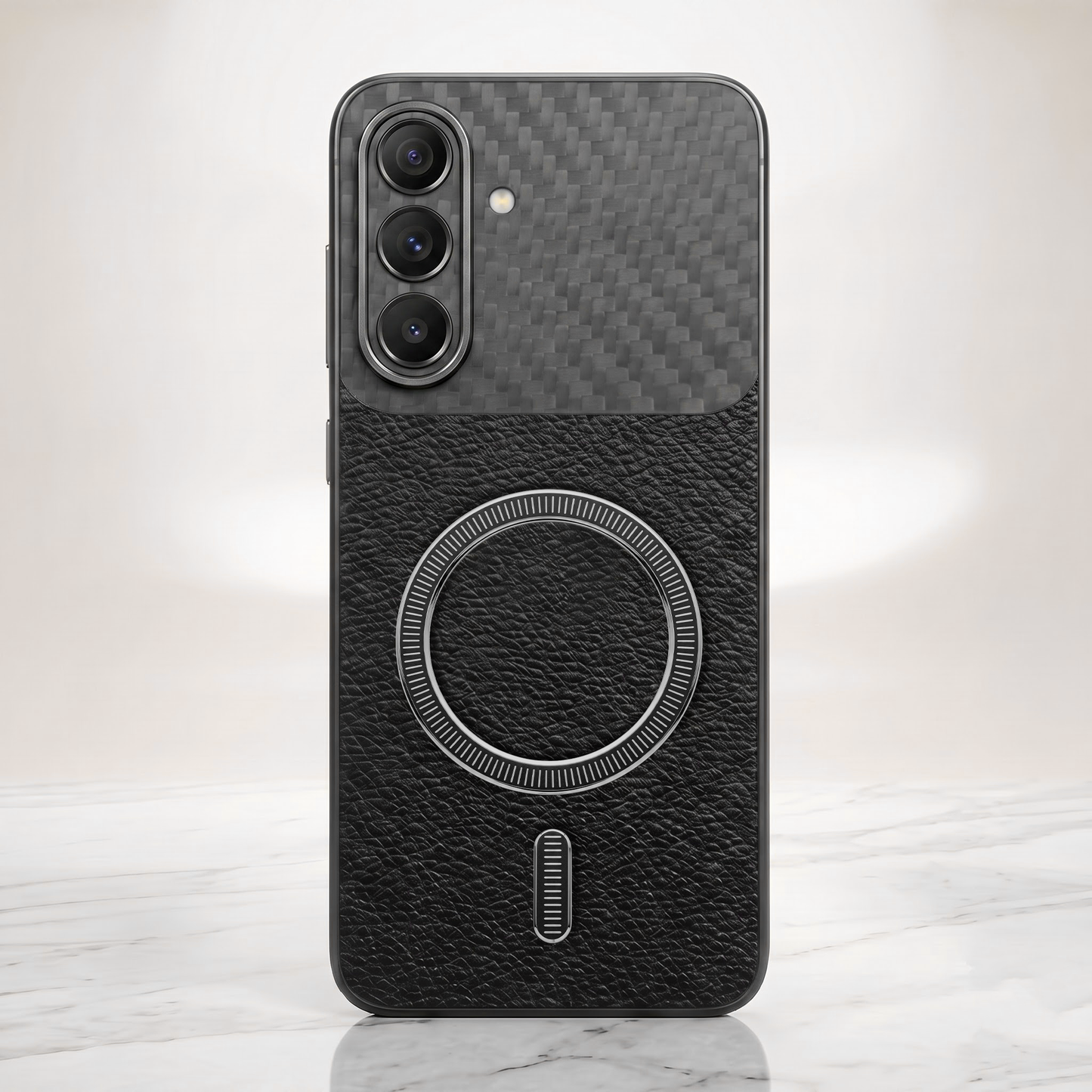 Samsung Galaxy A27 5G Carbon Fiber Leather Hybrid MagSafe Magnetic Case