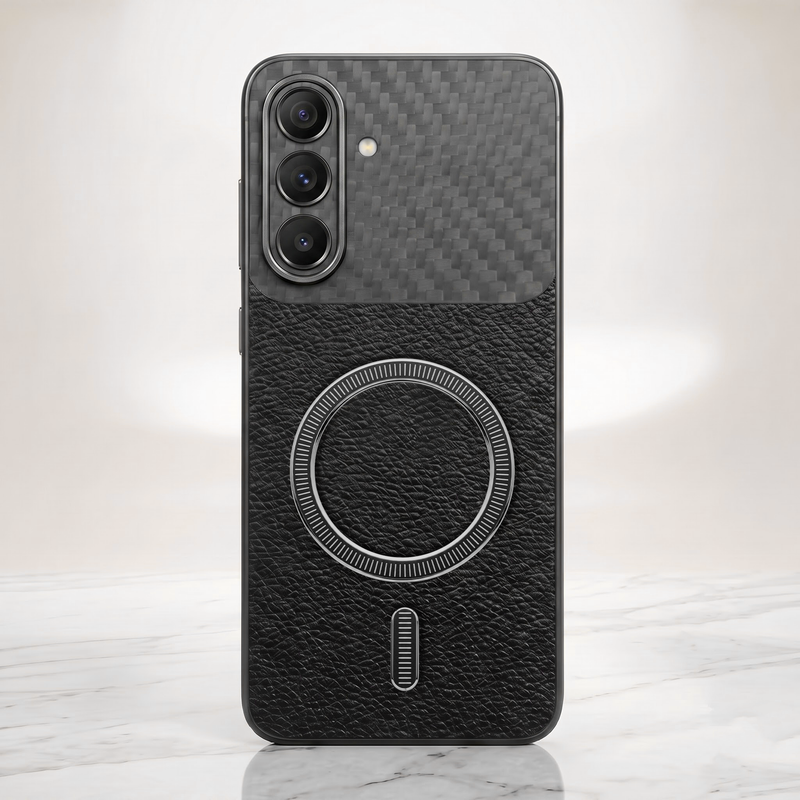 Samsung Galaxy A27 5G Carbon Fiber Leather Hybrid MagSafe Magnetic Case