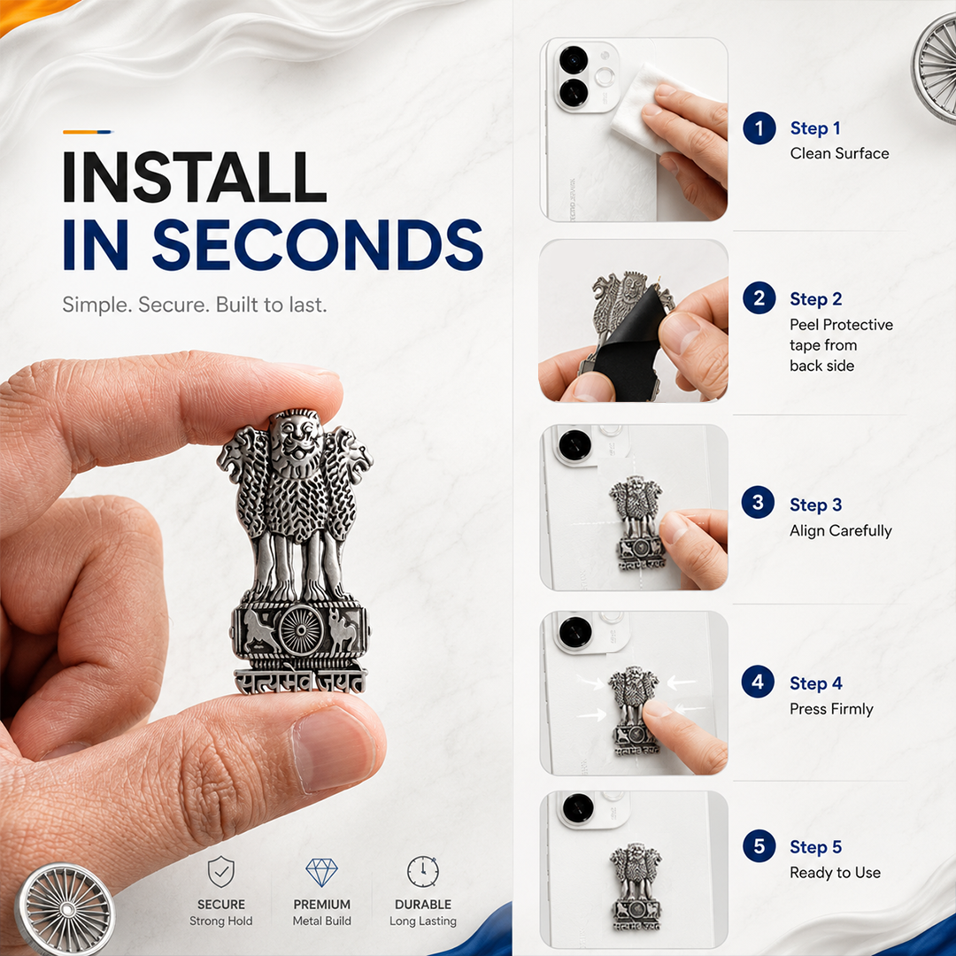 Tecno Spark 30C 5G Compatible Satyamev Jayate 3D Metal Emblem Sticker
