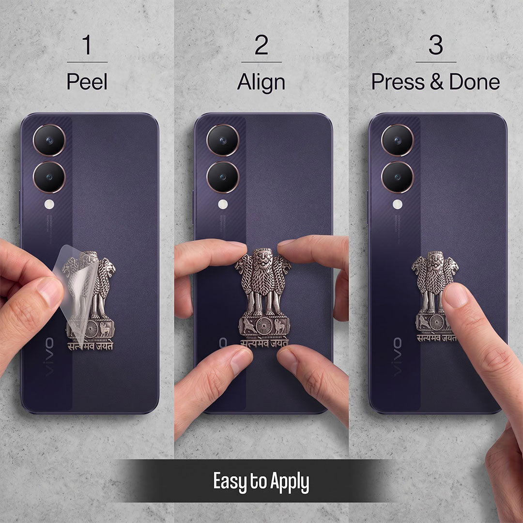 Vivo Y28 5G Compatible Satyamev Jayate 3D Metal Emblem Sticker