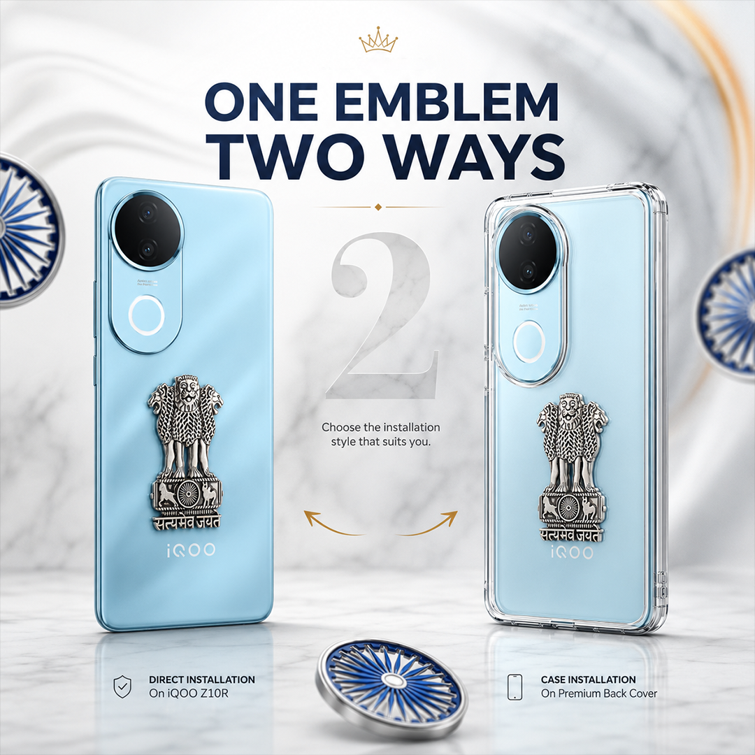 iQOO Z10R 5G Compatible Satyamev Jayate 3D Metal Emblem Sticker