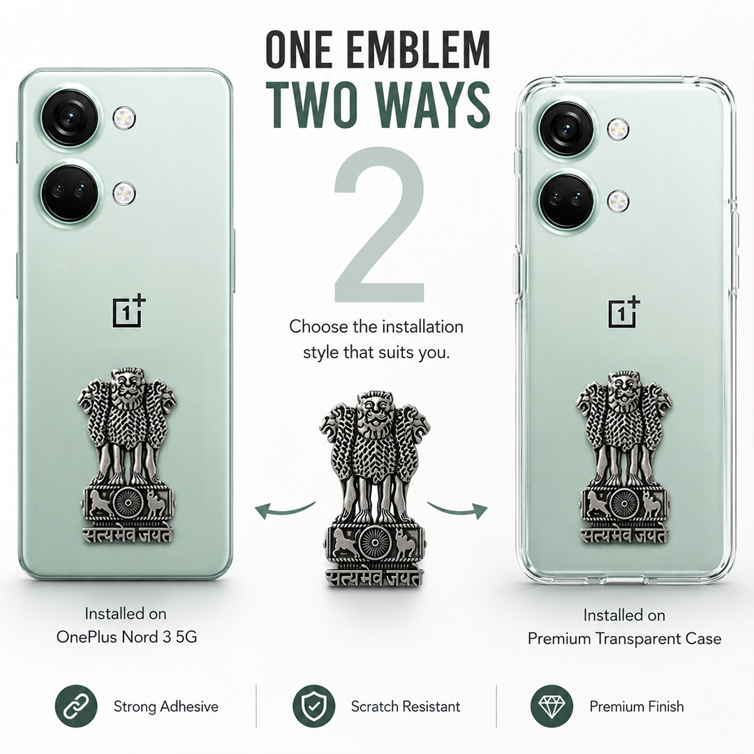 OnePlus Nord 3 5G Compatible Satyamev Jayate 3D Metal Emblem Sticker