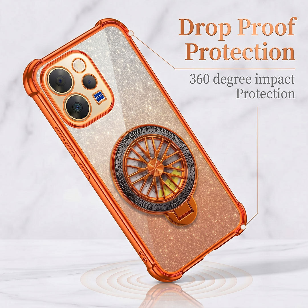 Vivo V70 5G Stress Buster Wheel Rotating Shimmer Airbag Cosmic Orange Case