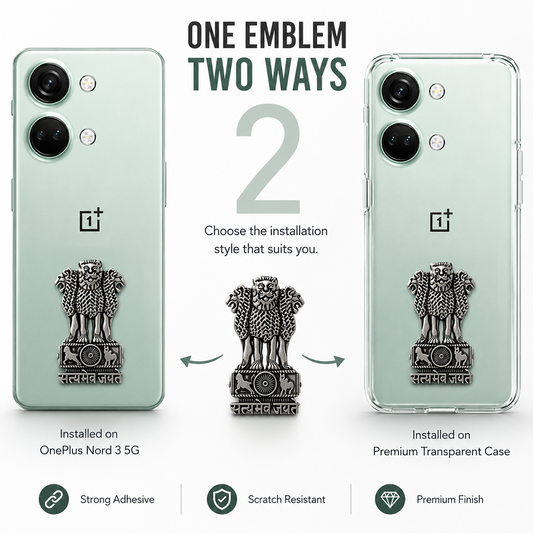 OnePlus Nord 3 5G Compatible Satyamev Jayate 3D Metal Emblem Sticker