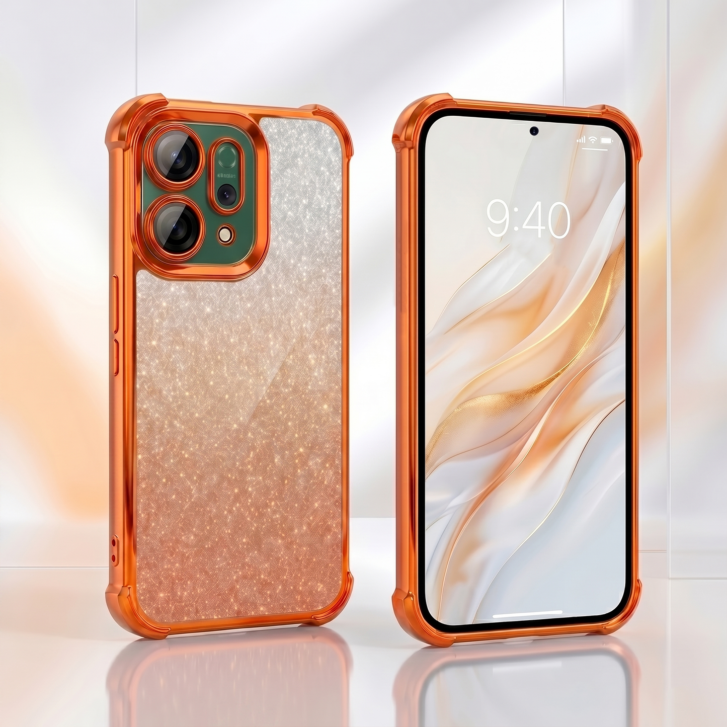 Oppo Reno 14 5G Luxury Shockproof Shimmer Airbag Cosmic Orange Case