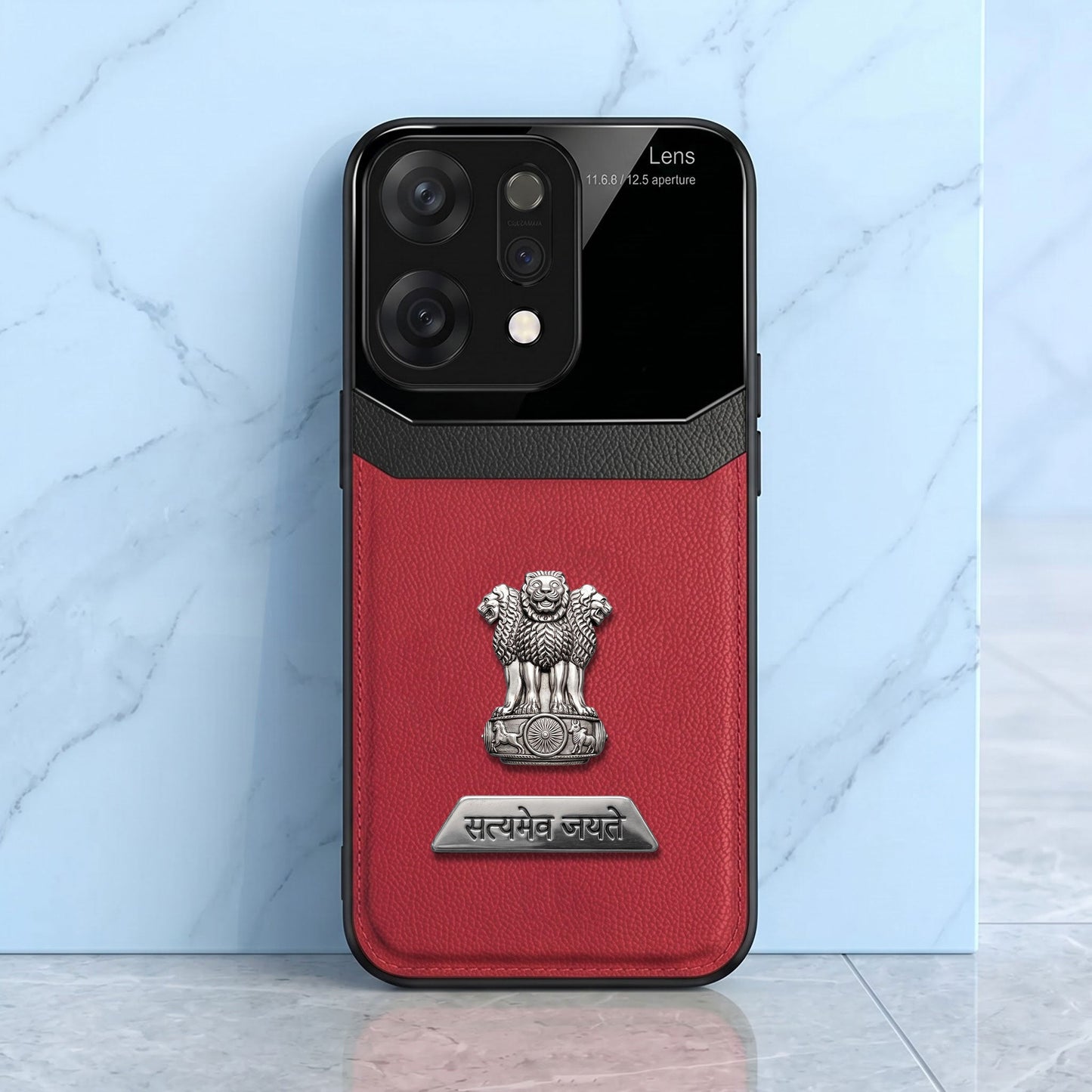 Oppo Reno 14 5G Satyamev Jayate 2-in-1 Emblem Leather Lens Protective Back Case
