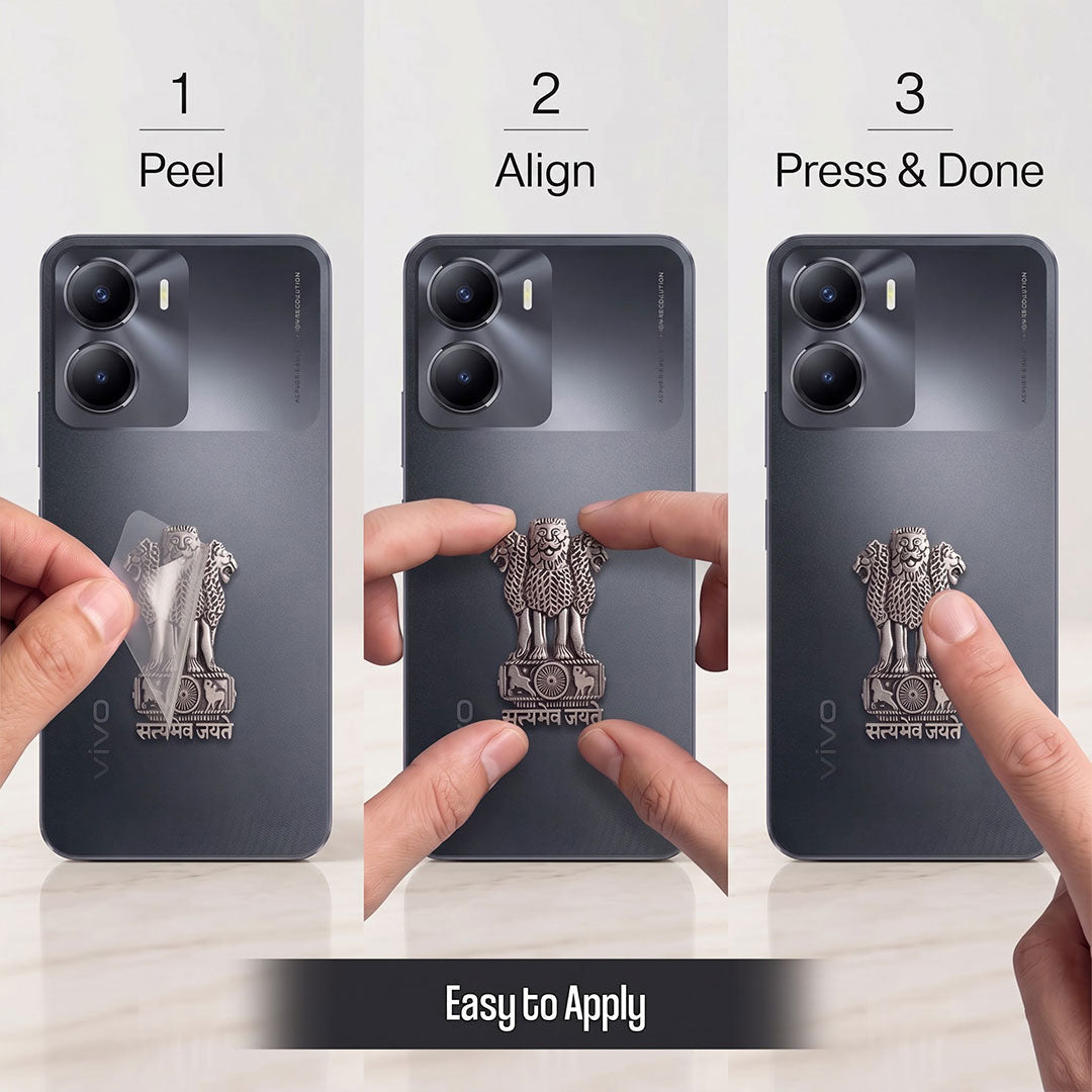 Vivo Y56 5G Compatible Satyamev Jayate 3D Metal Emblem Sticker