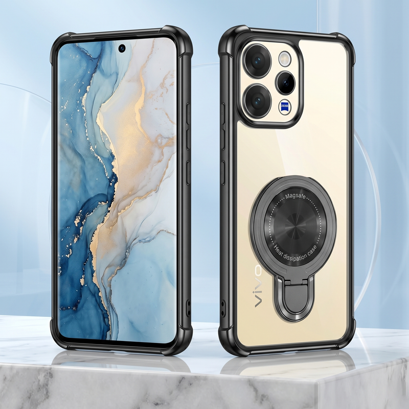 Vivo V70 5G Luxury Four Corner Invincible Bracket Ring Stand Case
