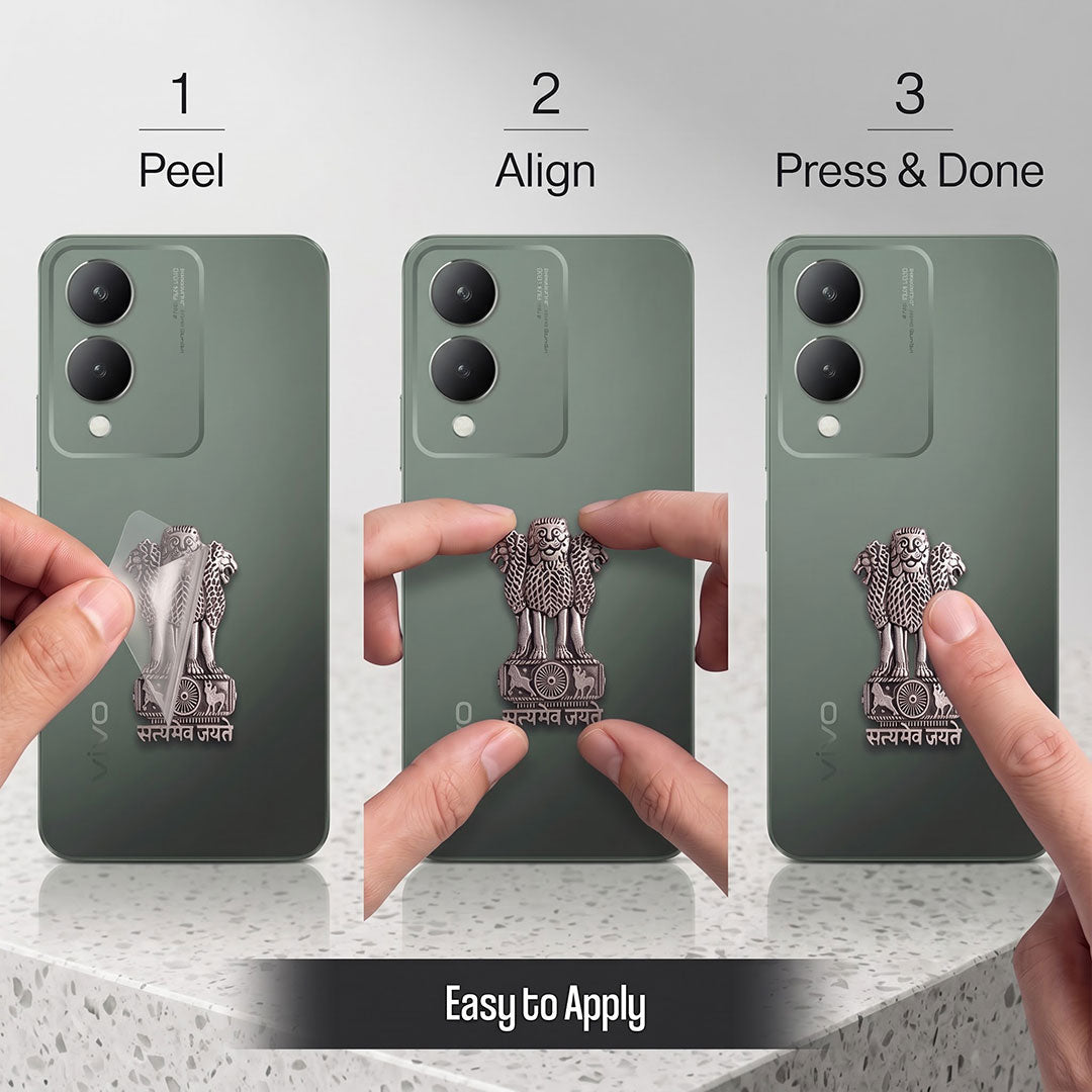 Vivo Y17s 5G Compatible Satyamev Jayate 3D Metal Emblem Sticker