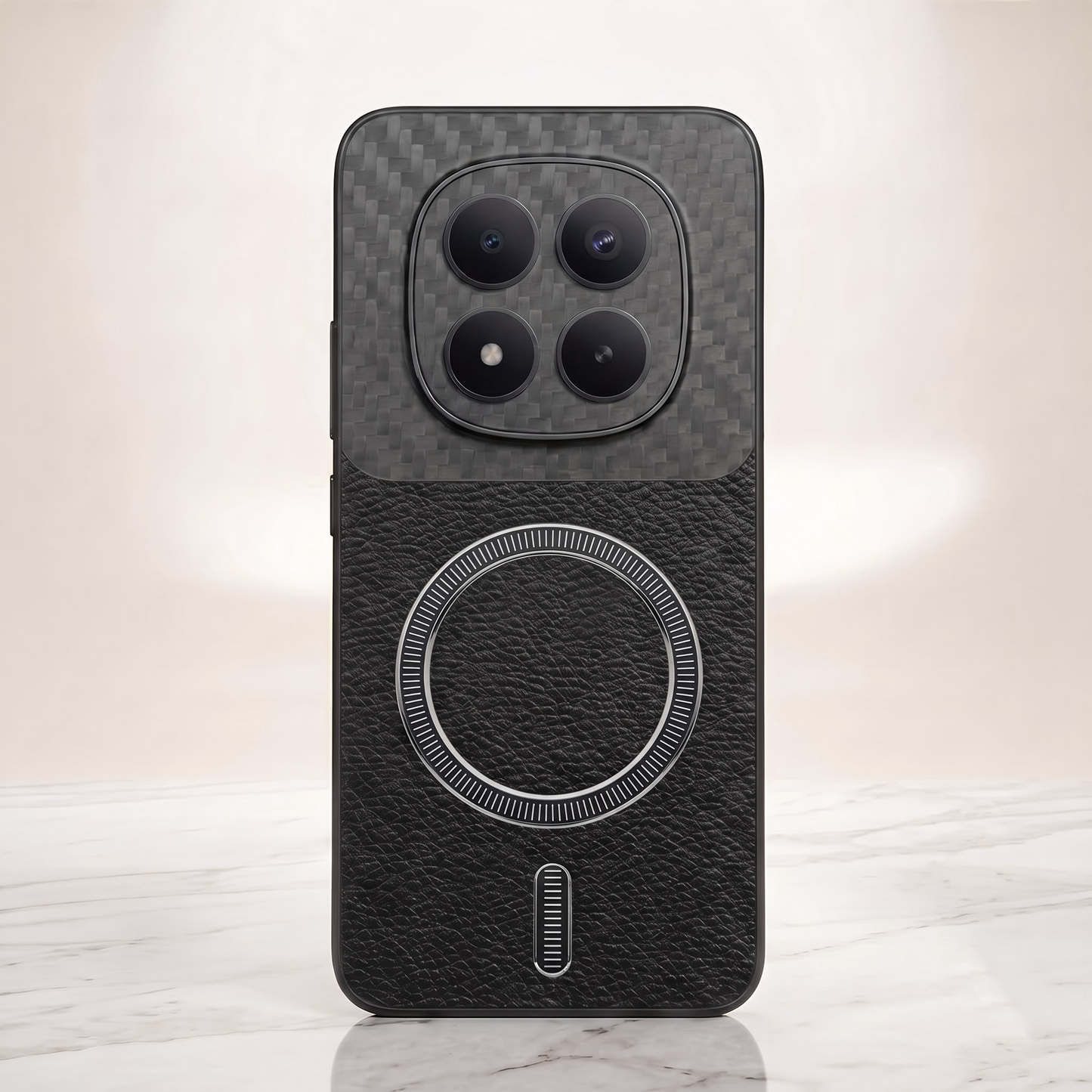 Redmi Note 15 Pro+ 5G Carbon Fiber Leather Hybrid MagSafe Magnetic Case