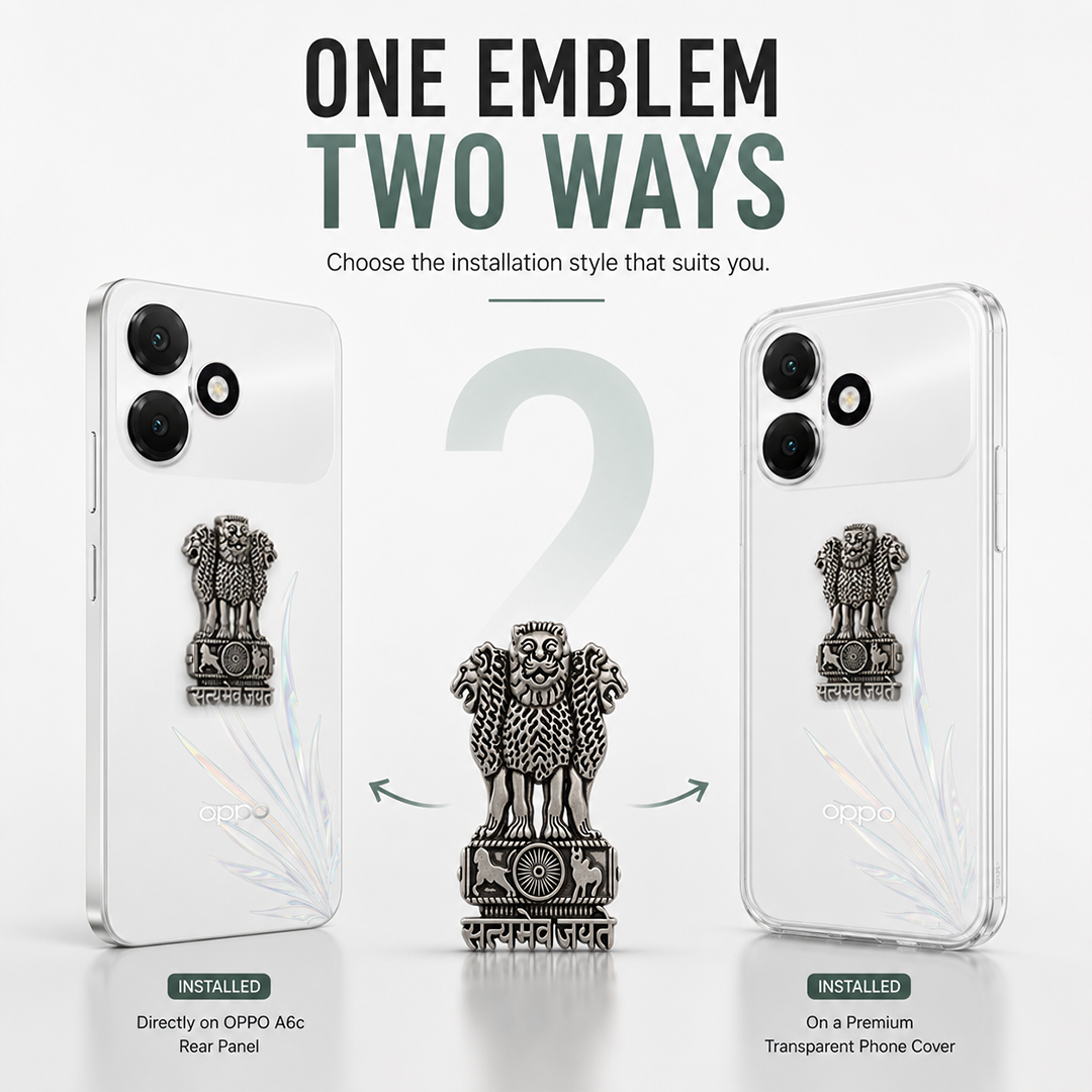 Oppo A6c 5G Compatible Satyamev Jayate 3D Metal Emblem Sticker