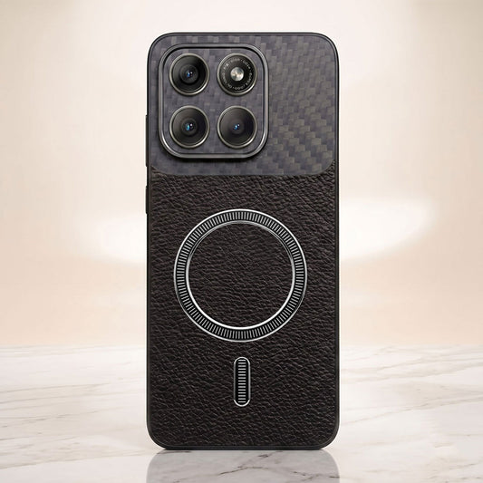 Motorola Edge 70 Fusion 5G Carbon Fiber Leather Hybrid MagSafe Magnetic Case