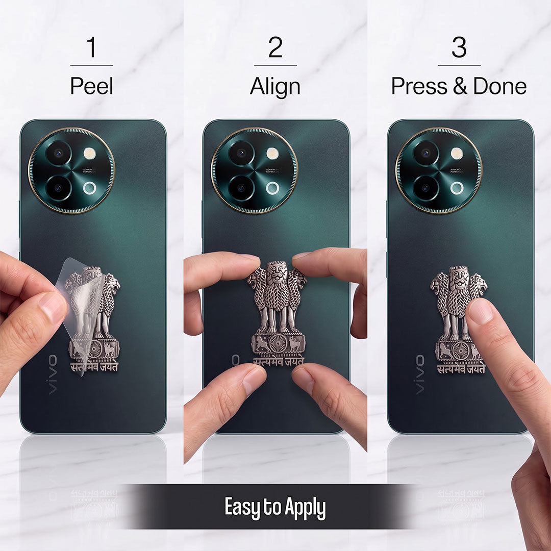 Vivo Y58 5G Compatible Satyamev Jayate 3D Metal Emblem Sticker