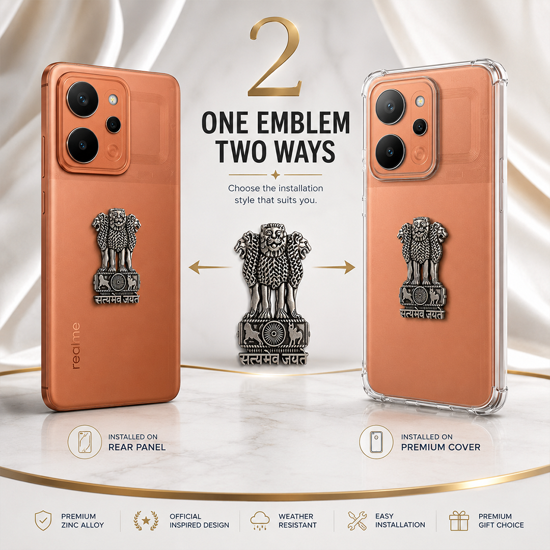Realme P4 Power 5G Compatible Satyamev Jayate 3D Metal Emblem Sticker