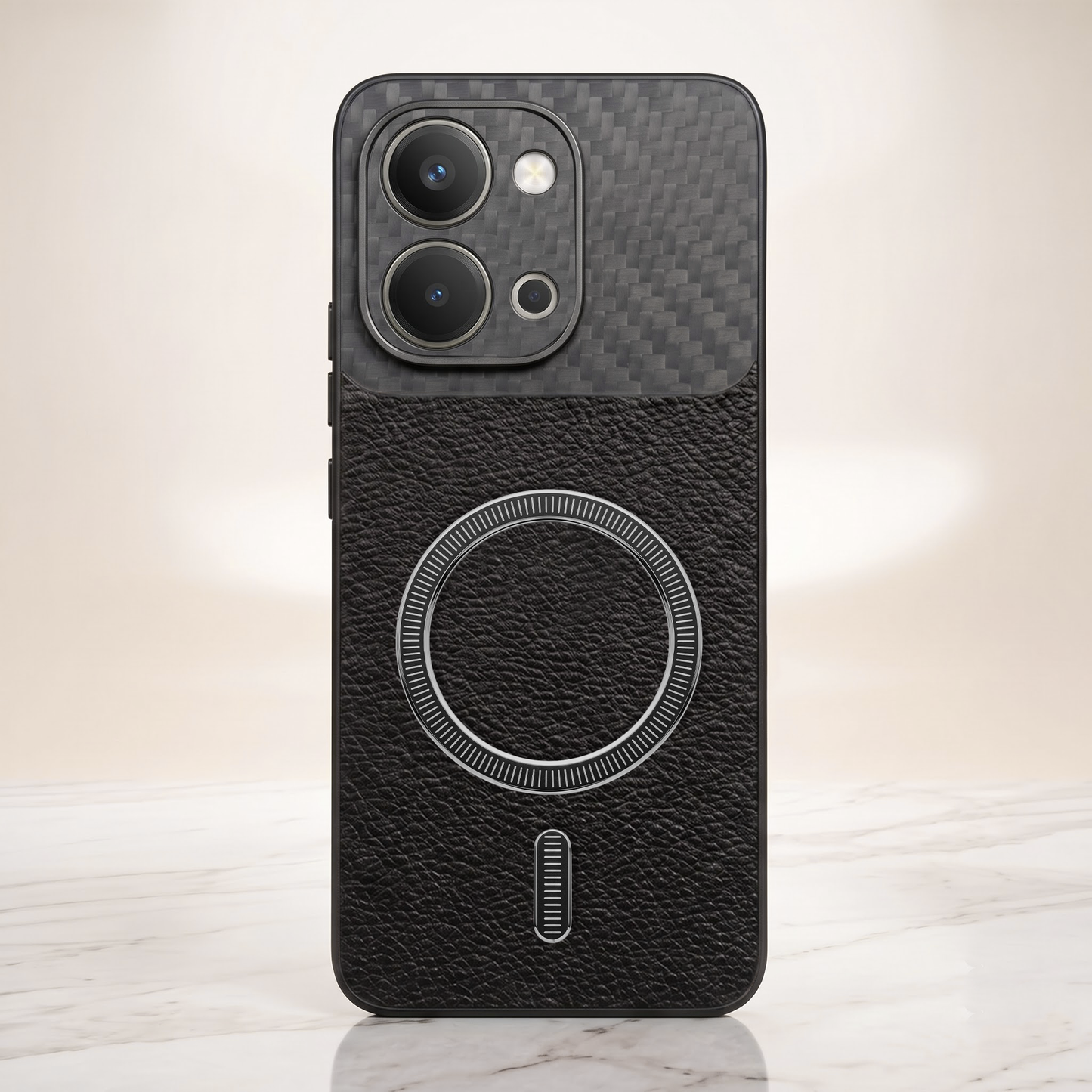 Vivo T5X 5G Carbon Fiber Leather Hybrid MagSafe Magnetic Case