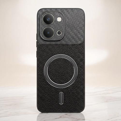 Vivo T5X 5G Carbon Fiber Leather Hybrid MagSafe Magnetic Case