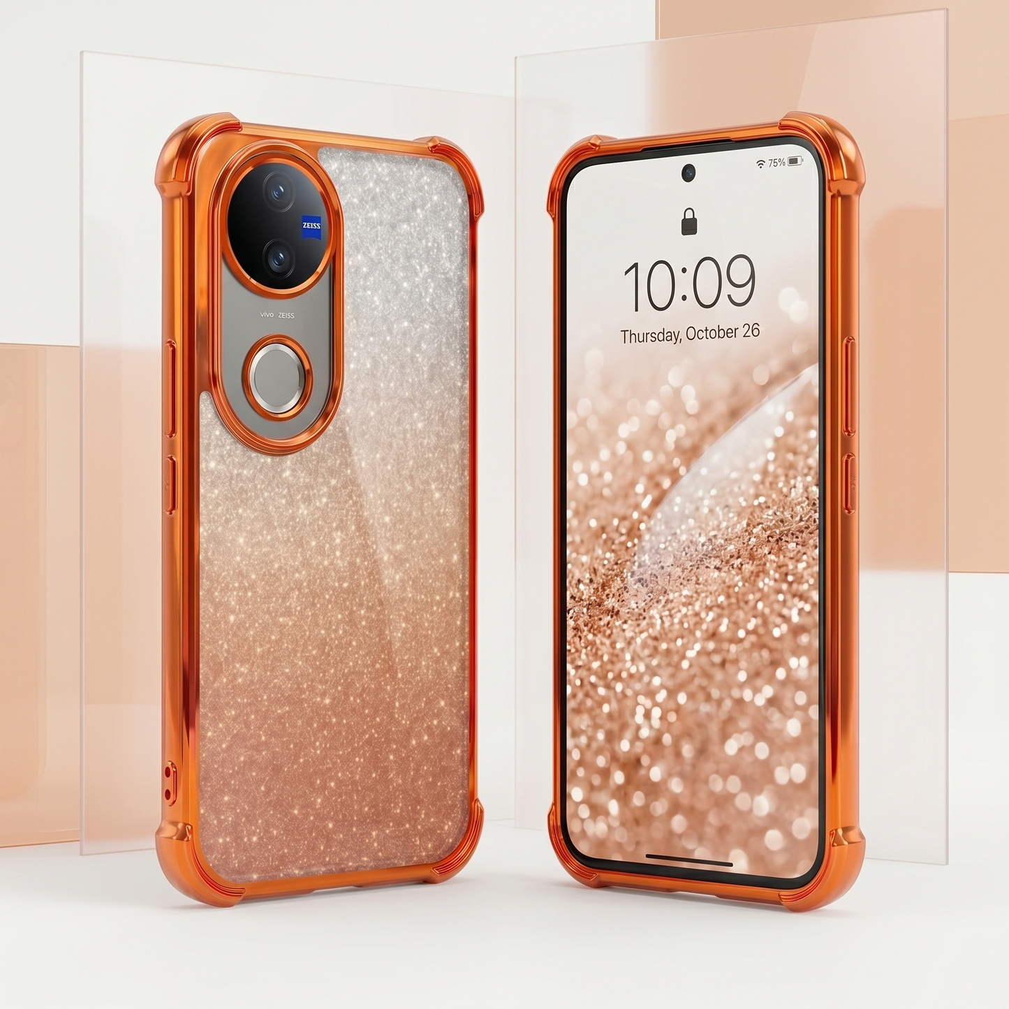 Vivo V50 5G Luxury Shockproof Shimmer Airbag Cosmic Orange Case