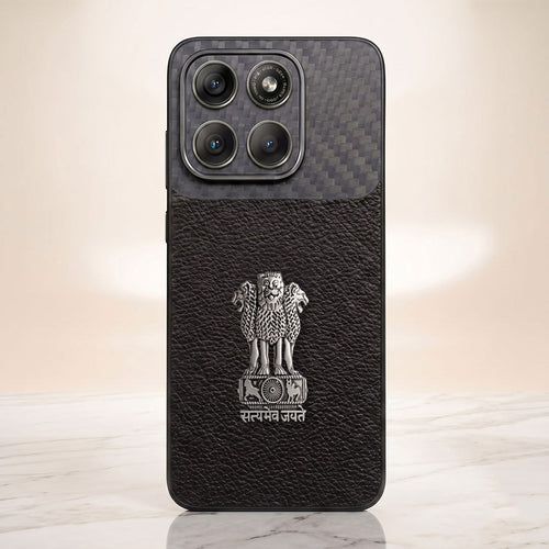 Motorola Edge 70 5g Satyamev Jayate Carbon Fiber Leather Hybrid Phone Case