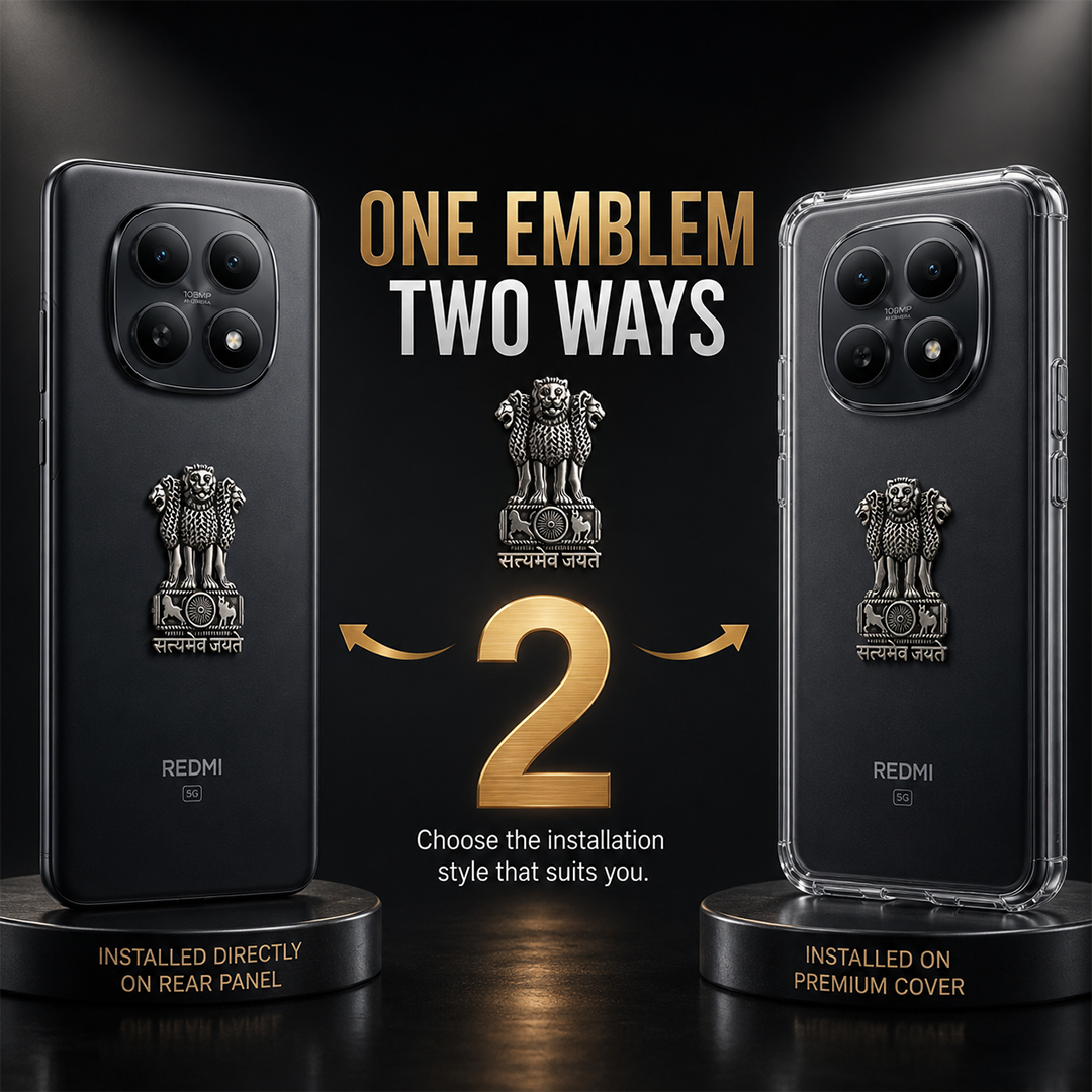 Redmi Note 15 5G Compatible Satyamev Jayate 3D Metal Emblem Sticker