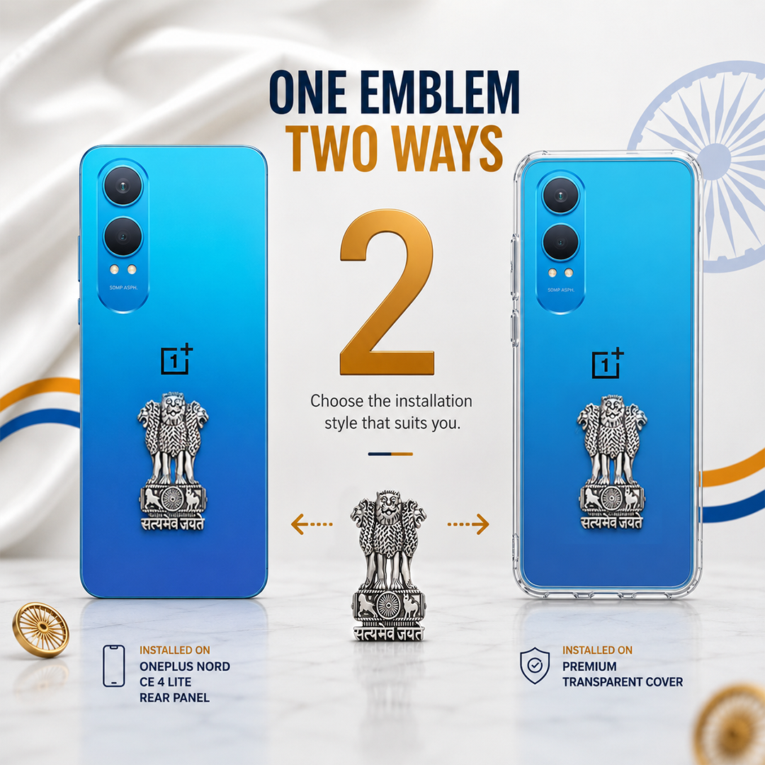 OnePlus Nord CE4 Lite 5G Compatible Satyamev Jayate 3D Metal Emblem Sticker