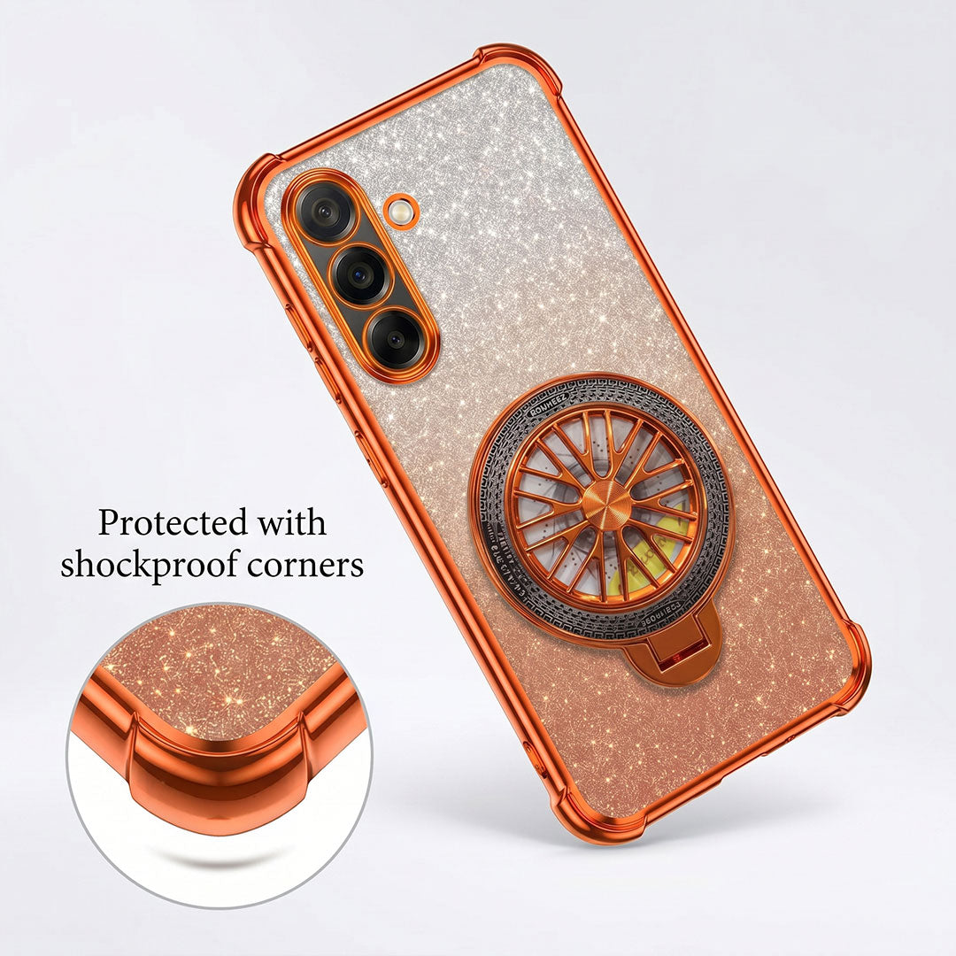 Samsung Galaxy A36 5G Stress Buster Wheel Rotating Shimmer Airbag Cosmic Orange Case
