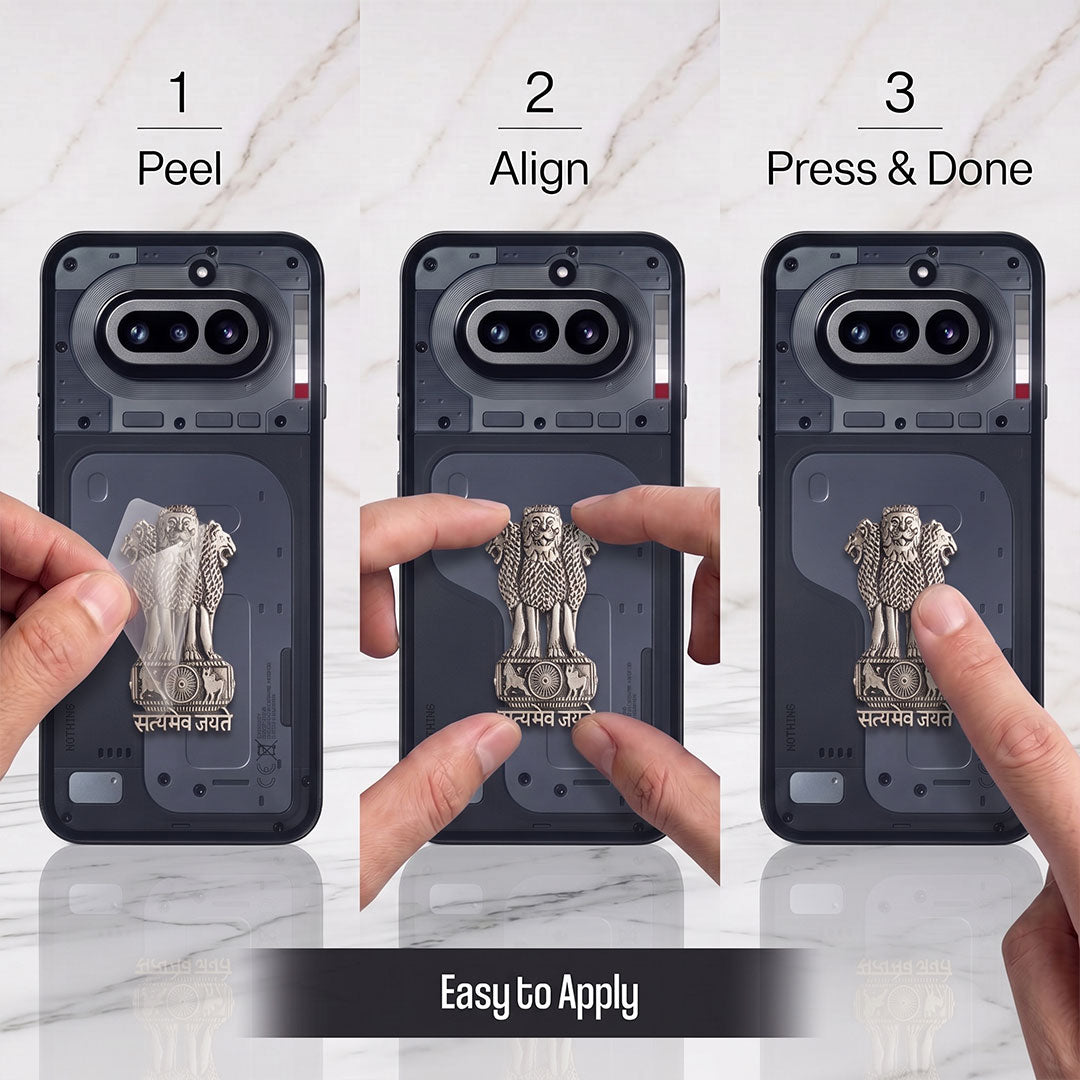 Nothing Phone 4A 5G Compatible Satyamev Jayate 3D Metal Emblem Sticker