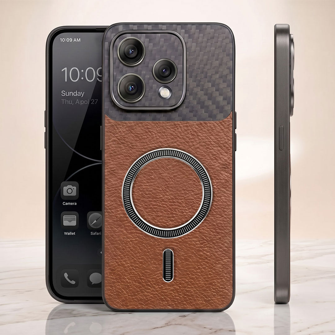 Oppo Reno 15 5G Carbon Fiber Leather Hybrid MagSafe Magnetic Case