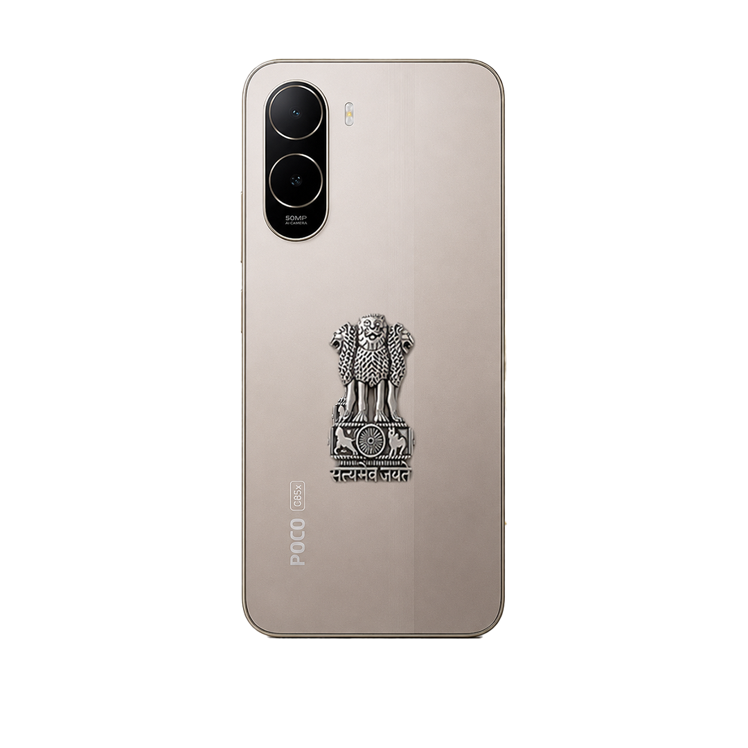 POCO C85x 5G Compatible Satyamev Jayate 3D Metal Emblem Sticker
