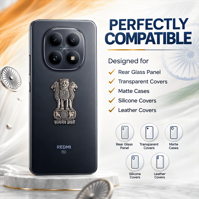 Redmi Note 15 5G Compatible Satyamev Jayate 3D Metal Emblem Sticker