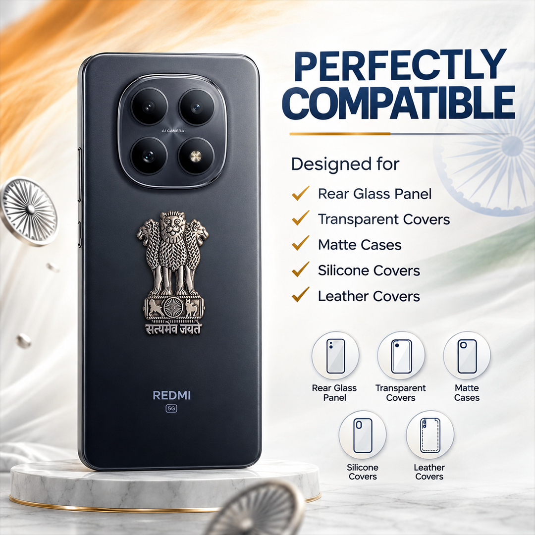 Redmi Note 15 5G Compatible Satyamev Jayate 3D Metal Emblem Sticker