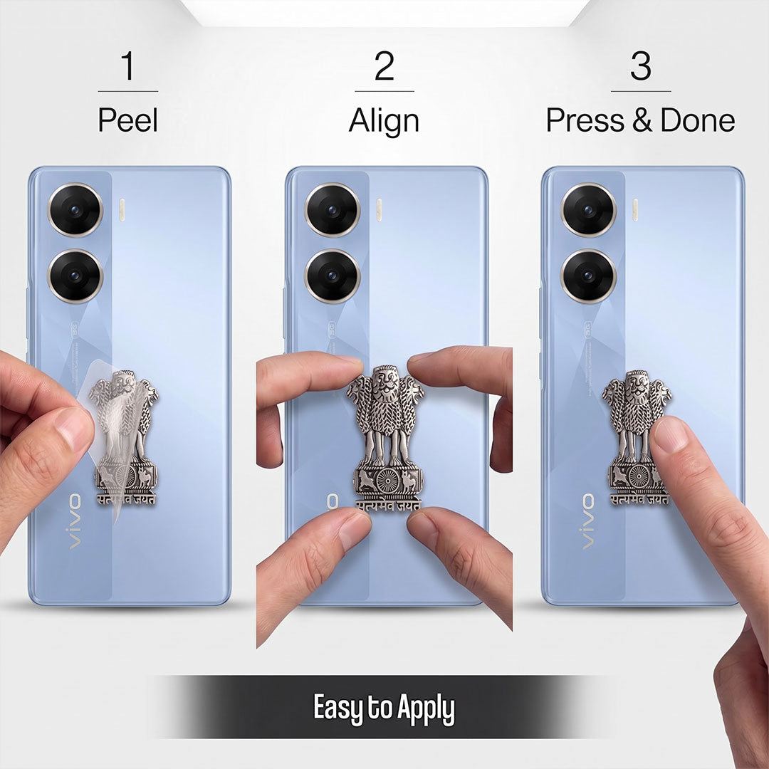 Vivo V29e 5G Compatible Satyamev Jayate 3D Metal Emblem Sticker