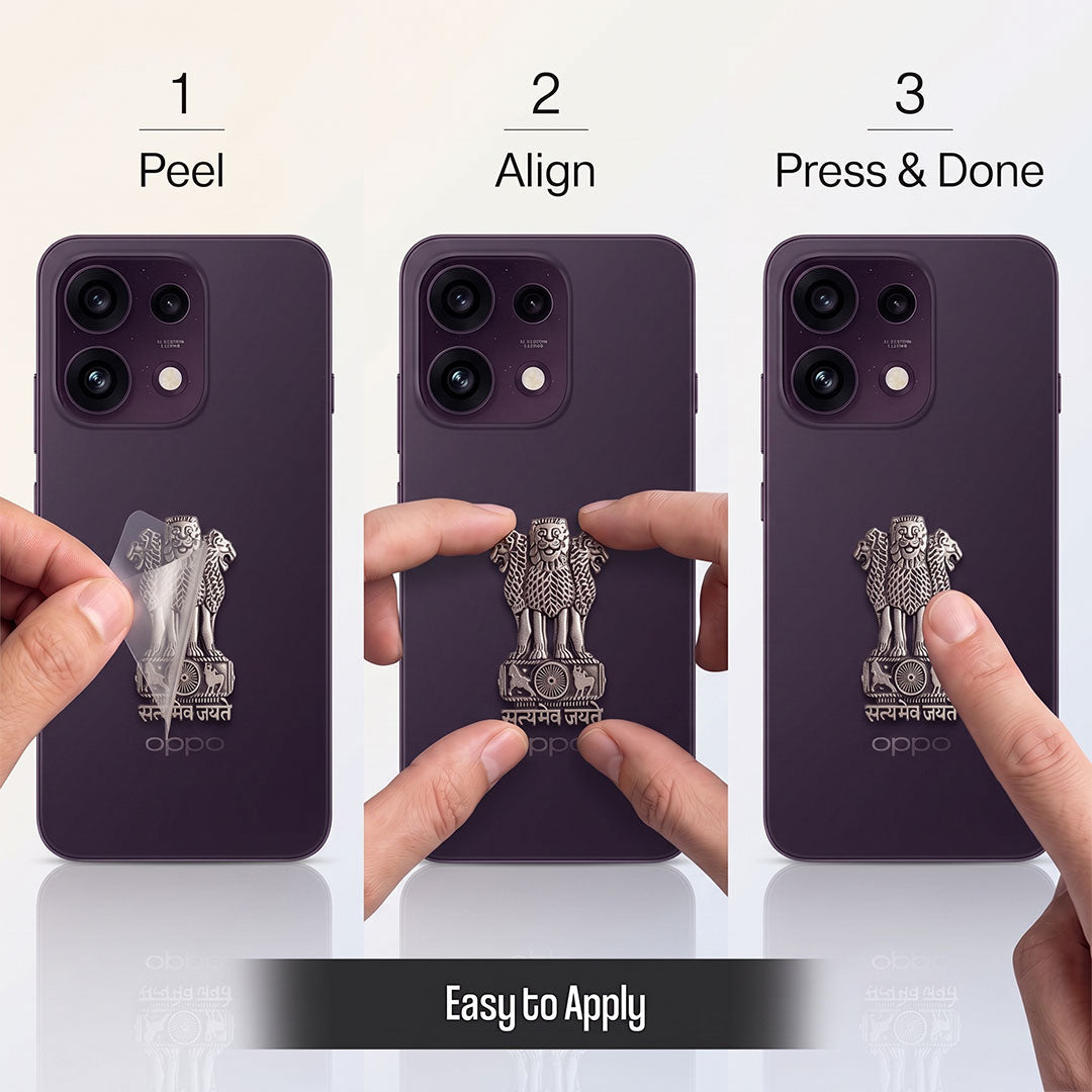Oppo Reno 16c 5G Compatible Satyamev Jayate 3D Metal Emblem Sticker