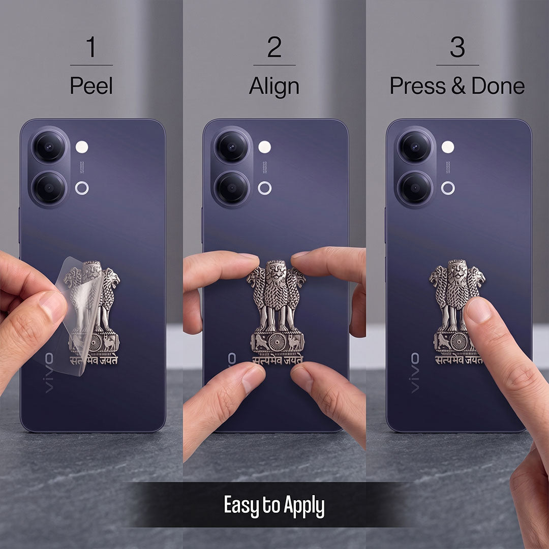 Vivo Y05 5G Compatible Satyamev Jayate 3D Metal Emblem Sticker