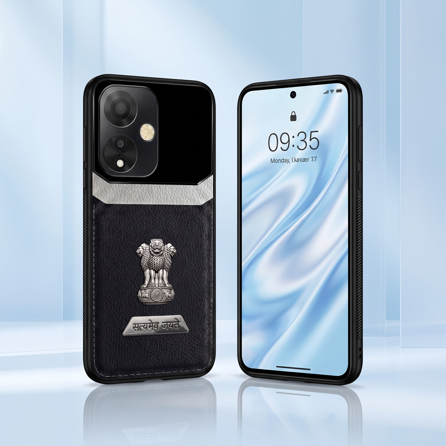 Oppo A59 5G Satyamev Jayate 2-in-1 Emblem Leather Lens Protective Back Case