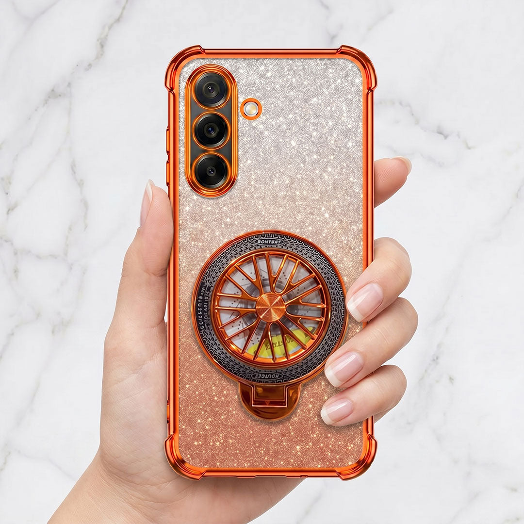 Samsung Galaxy A36 5G Stress Buster Wheel Rotating Shimmer Airbag Cosmic Orange Case