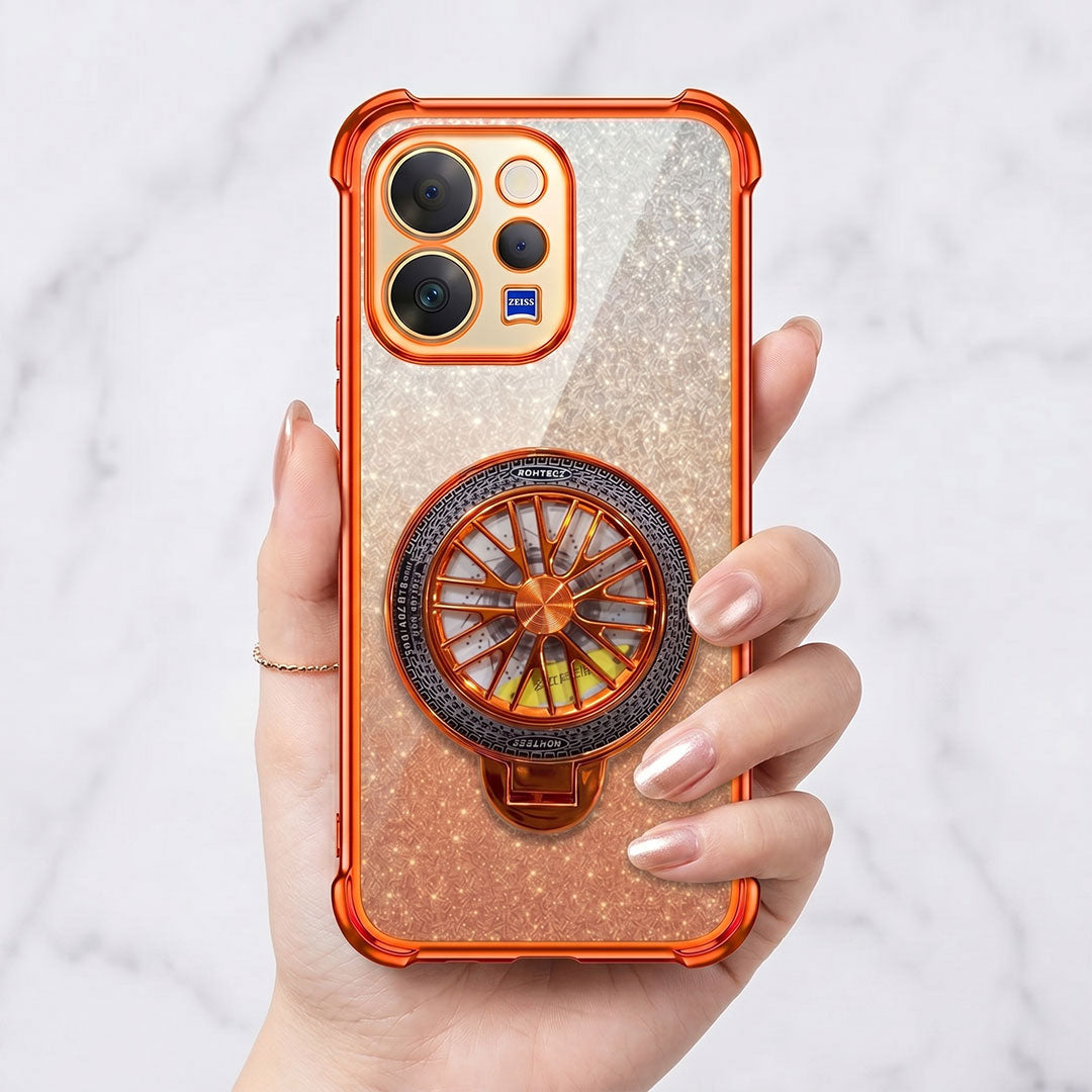 Vivo V70 5G Stress Buster Wheel Rotating Shimmer Airbag Cosmic Orange Case