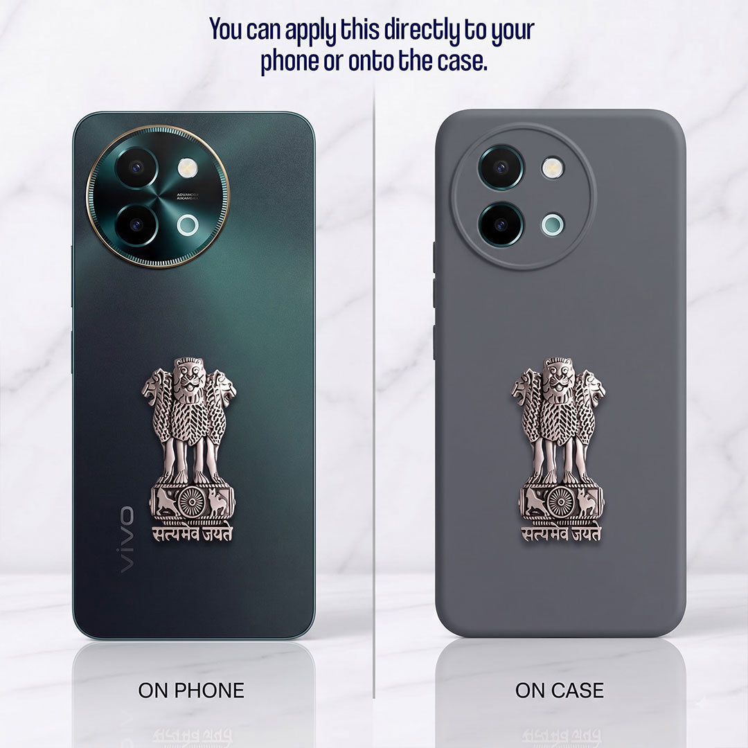 Vivo Y58 5G Compatible Satyamev Jayate 3D Metal Emblem Sticker